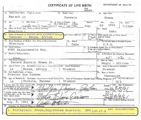 george w bush birth certificate. kenyan irth certificate
